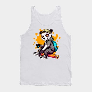 Funny Cute Panda bear rebel cartoon Tank Top